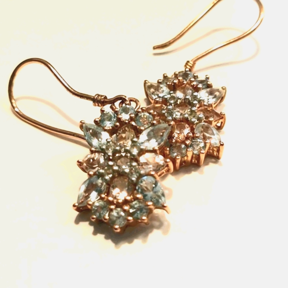 Genuine Aquamarine/Rose Gold Sterling